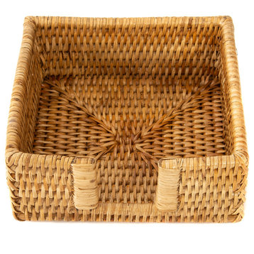 Artifacts Rattan™ Cocktail Napkin Holder with Cutout, Honey Brown