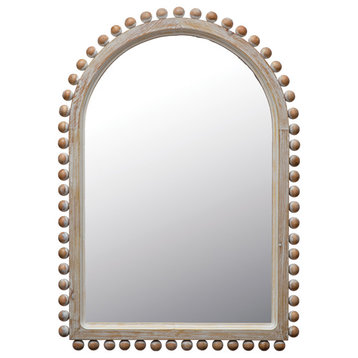 Boho Arched Wood Framed Wall Mirror, Natural