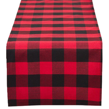 Buffalo Plaid Check Classic Cotton Blend Table Runner, Red