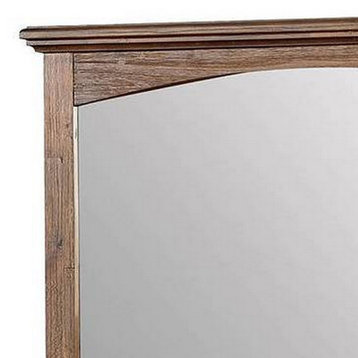 Benzara BM233755 37" Transitional Style Wooden Frame Mirror, Dark Oak