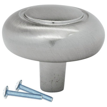 Classic Round Bubble Brushed Nickel Cabinet Hardware Knob, 1-1/4 Inch Diameter