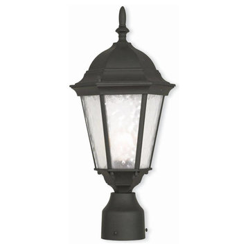 1-Light Textured Black Outdoor Post Lantern