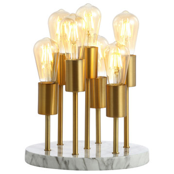 Pleiades 13.5" Modern Metal and Resin LED Accent Lamp, Gold and White