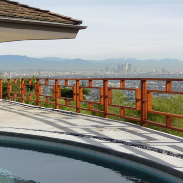 Midcentury Modern Asian Style Redwood Railing, Los Angeles