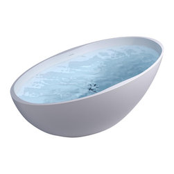 ADM Bathroom Design - ADM Oval Freestanding Bathtub, Glossy White, 66.1" - Bathtubs