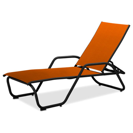 Gardenella Sling 4-Position Chaise, Textured Black, Tangerine