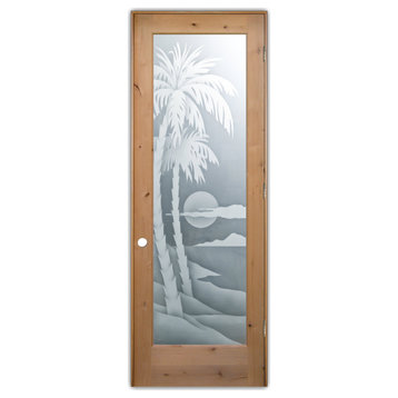 Pantry Door - Palm Sunset - Alder Knotty - 28" x 96" - Knob on Left - Pull Open