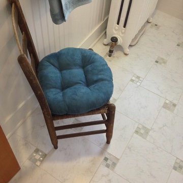 Woven chair in a Cottage Style Bath Remodel in South Euclid Ohio