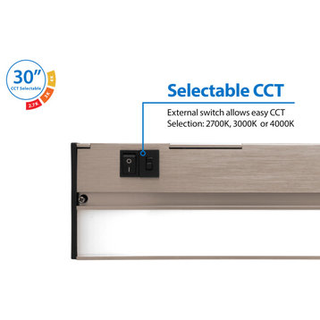 NUC-5 Series Selectable LED Under Cabinet Light, Nickel, 30