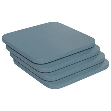 4-Pack Teal-BluePoly Resin Wood Seats With Rounded Edges