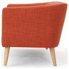 GDF Studio Carol Button Back Mid Century Fabric Modern Loveseat, Muted Orange