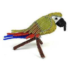South Africa - Handmade Beaded Parrot on Branch - South Africa - Decorative Objects And Figurines