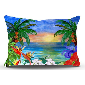 Tropical Sunset Ocean Beach Pillow Sham, King 20"x40"
