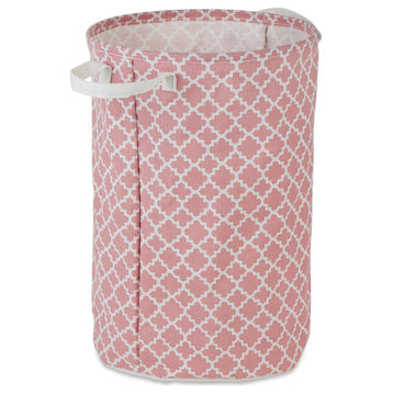 PE-Coated Cotton Polyester Laundry Hamper Lattice Rose Round 13.5x13.5x20