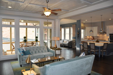 Example of a transitional family room design in Atlanta