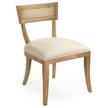 Carvell Cane Back Side Chair, Natural Cream Linen