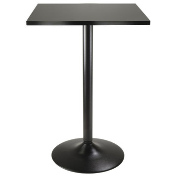 Winsome Wood Pub Table Square Black Mdf Top With Black Leg And Base