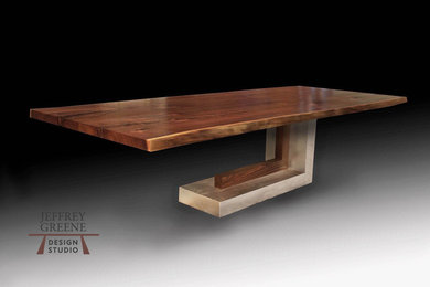 Adaptable Design Silver Monolith Live Edge Dining Table and Console