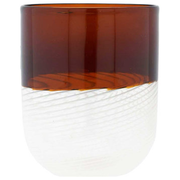 GlassOfVenice Filigrana Murano Glass Tumbler - Brown And White