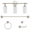 3-Light Classic Vanity, Frosted Glass Shades, Bathroom Hardware Set, 5-Piece