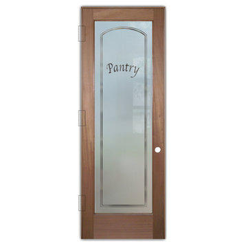 Pantry Door - Classic Arched - Mahogany - 28" x 84" - Knob on Right - Push Open