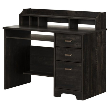 Versa Computer Desk with Hutch, Rubbed Black