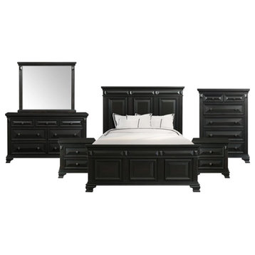 Picket House Furnishings Trent 6 Piece King Panel Bedroom Set in Black