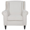 Classic Scroll Arm Linen Fabric Accent Armchair, Beige