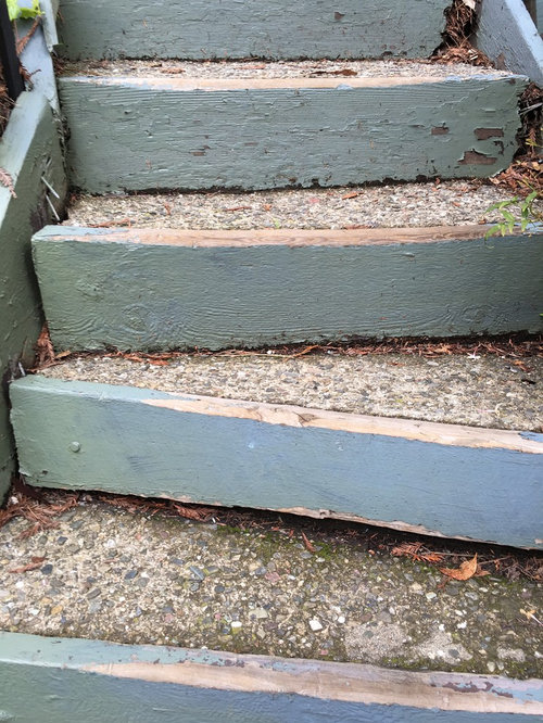 Steep uneven front stairs