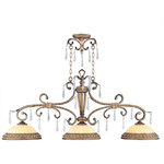 Livex Lighting - La Bella Island Light, Hand-Painted Vintage Gold Leaf - A neoclassical influence is merged with the glamour of high fashion in this beautiful linear chandelier. The exquisite look features generous scrolls topped with a warm glow from the hand crafted gold dusted glass shades. K9 crystal accents further decorate the intricate frame which comes in a rich vintage gold leaf finish.