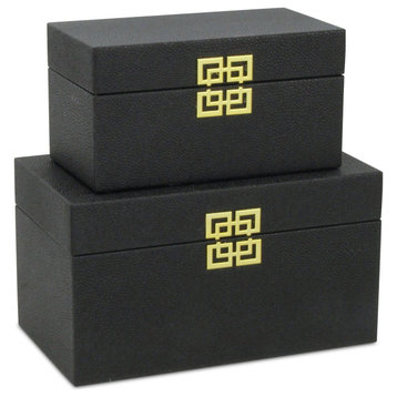 Midnight Charm Keepsake Boxes, Black, Set of 2, Black