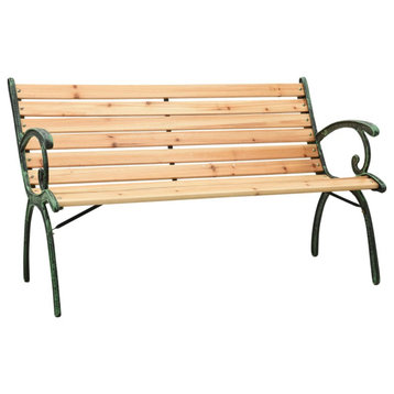 vidaXL Outdoor Patio Bench Garden Park Bench Cast Iron and Solid Wood Fir