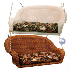 Loveseat Resin Wicker Porch Swing - Porch Swings