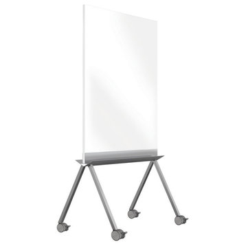 Ghent's Vinyl 45" x 36" Rolling Double Sided Whiteboard in White