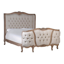 Colonial Buttoned 5Ft.King-Size Bed - パネルベッド
