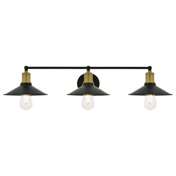 Living District Etude 3-Light Brass and Black Wall Sconce