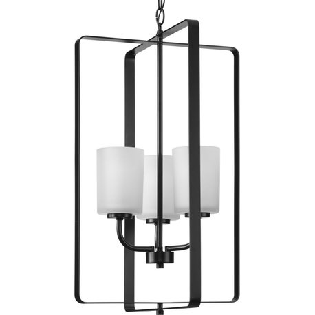 League Collection 3-Light Modern Farmhouse Foyer Chandelier, Matte Black