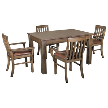 Mission Quarter Sawn Oak Dining Table and Set of 6 Chairs