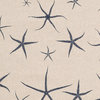72" Round Tablecloth Sea Star Indigo Nature Print Blue Cotton Linen