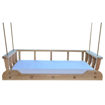 1800's Queen Swingbed, Painted Country Cream, Kiln Dried Wood