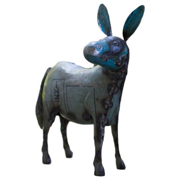 Large Farmhouse Country Donkey Multicolor Rustic Recycled Metal Animal Sculpture