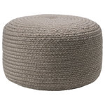 Jaipur Living - Jaipur Living Santa Rosa Indoor/Outdoor Solid Cylinder Pouf, Light Gray - The Saba Solar collection brings the coastal, globally inspired vibes of natural fiber to outdoor settings. The Santa Rosa pouf mimics the organic style of jute accents, lending texture and warm neutrality to any style decor, but the handwoven polyester quality means this light gray ottoman is just as home on patios and porches as it is in living and playrooms.