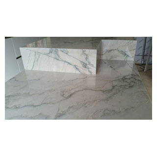 Essex residence in Calacatta Brazil (Taj Mahal) quartzite 30mm & 20mm ...