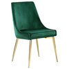 The Draper Dining Chair, Green, Velvet, Gold Base (Set of 2)