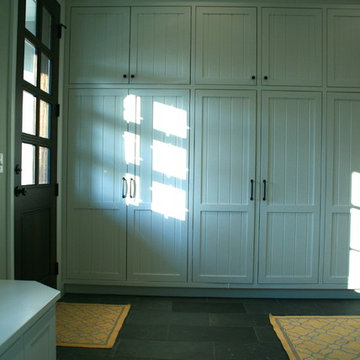mudroom lockers with slate floor