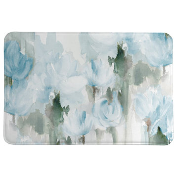 Frosted Blue Blooms Memory Foam Rug, 2'x3'