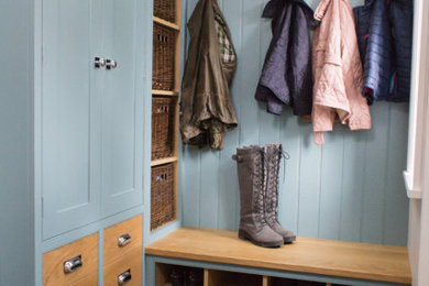 Design ideas for a small traditional entrance in Manchester with white walls, limestone flooring and grey floors.