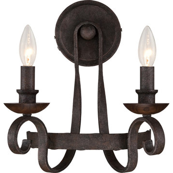 Noble 2-Light Wall Sconce, Rustic Black