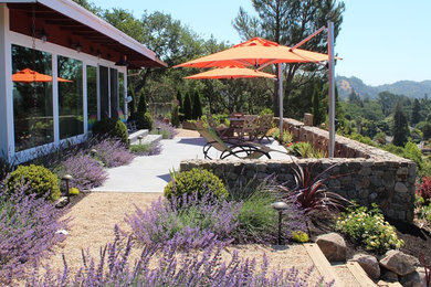 Patio - large modern backyard patio idea in San Francisco