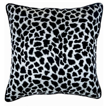 Black Pillow Cover, Animal Printed Velvet 14"x14" Velvet, Wild Jungle
